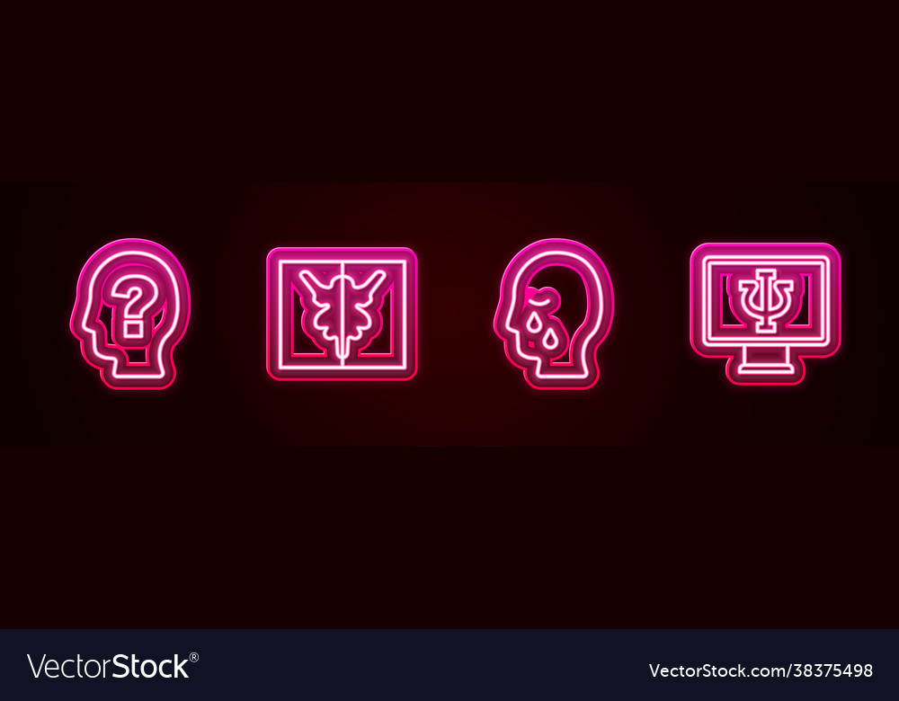 Set line head with question mark rorschach test vector image Set line head with question mark rorschach test