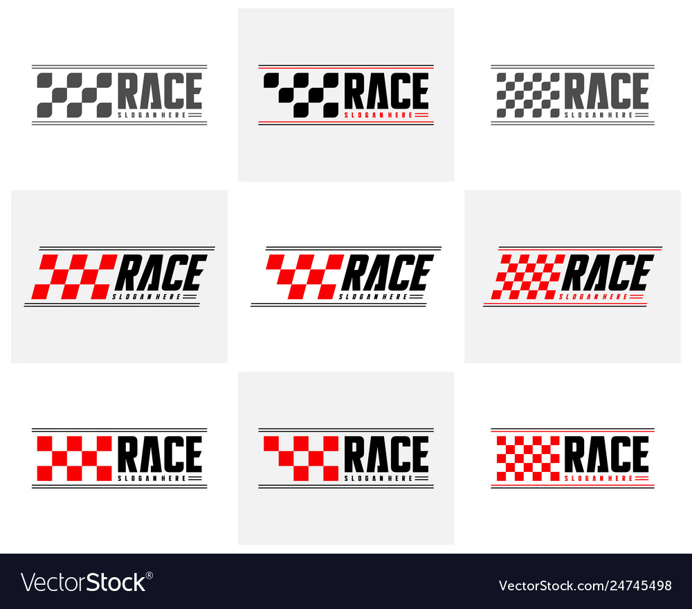 Set race flag design concepts icon speed vector image Set race flag design concepts icon speed
