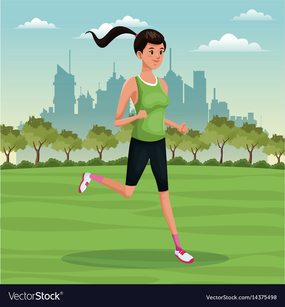 Woman sport park urban image Royalty Free Vector Image