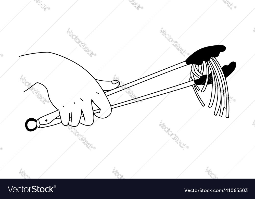 A hand holding spaghetti with kitchen tongs Vector Image