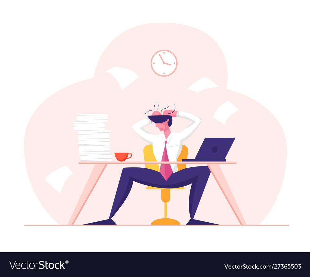Business failure stress tiredness and frustration vector image Business failure stress tiredness and frustration