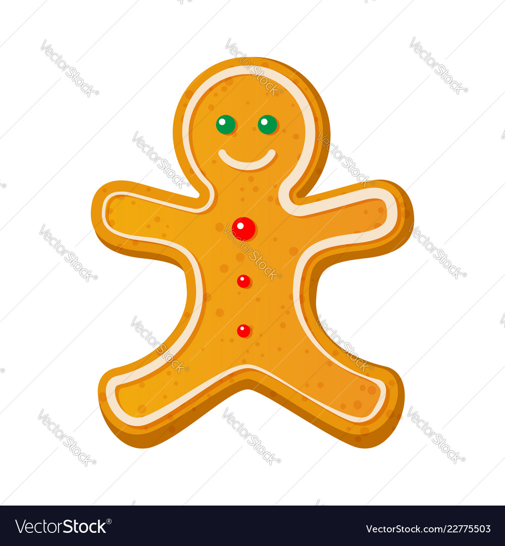 Gingerbread Man Decorated Colored Icing Holiday Vector Image