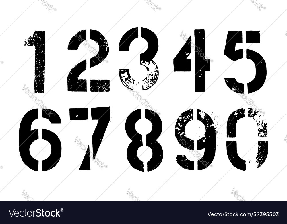 Grunge dirty numbers set Royalty Free Vector Image