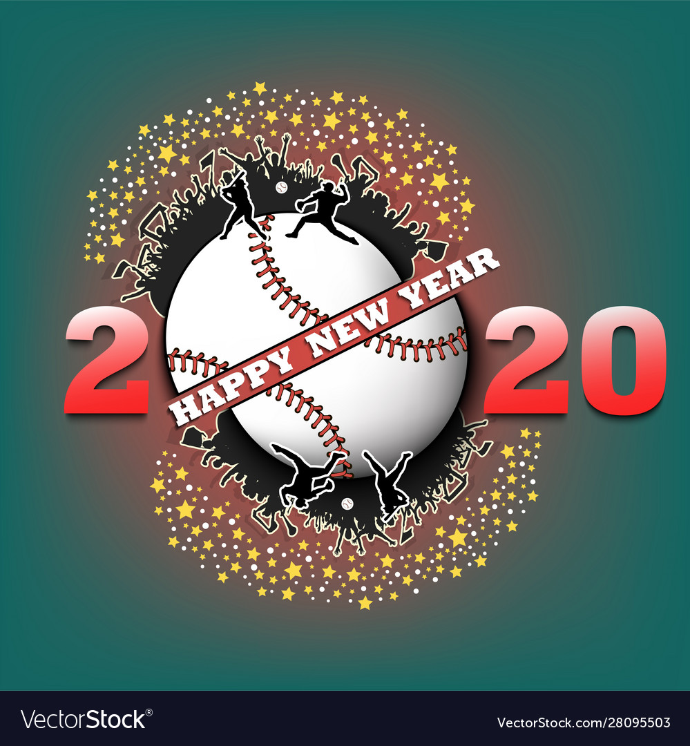 Happy new year 2020 and baseball ball