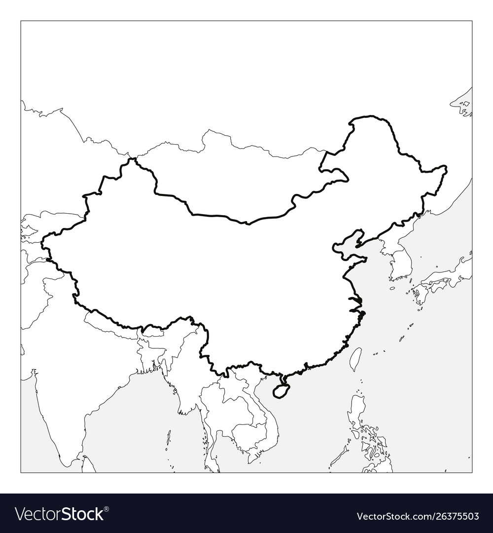 Map china black thick outline highlighted