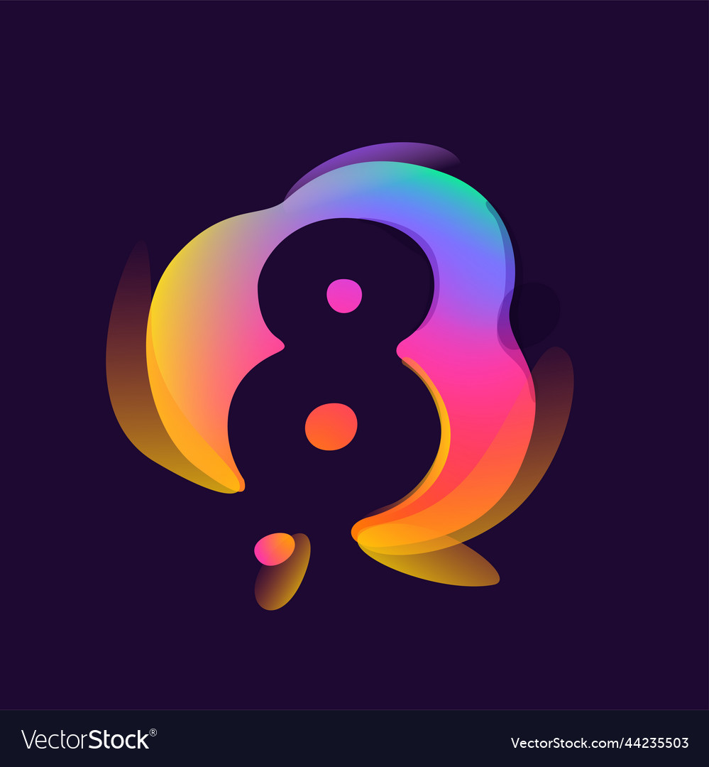 Number eight logo in multicolor gradient blot vector image Number eight logo in multicolor gradient blot