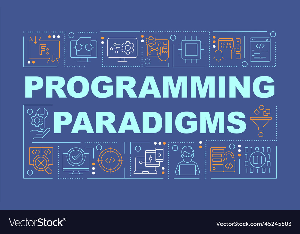 Programming approaches word concepts dark blue