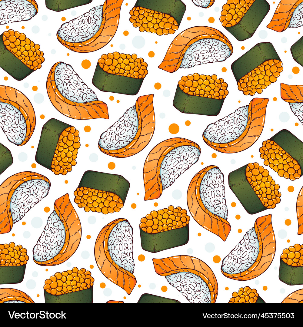 Seamless pattern with sushi Royalty Free Vector Image