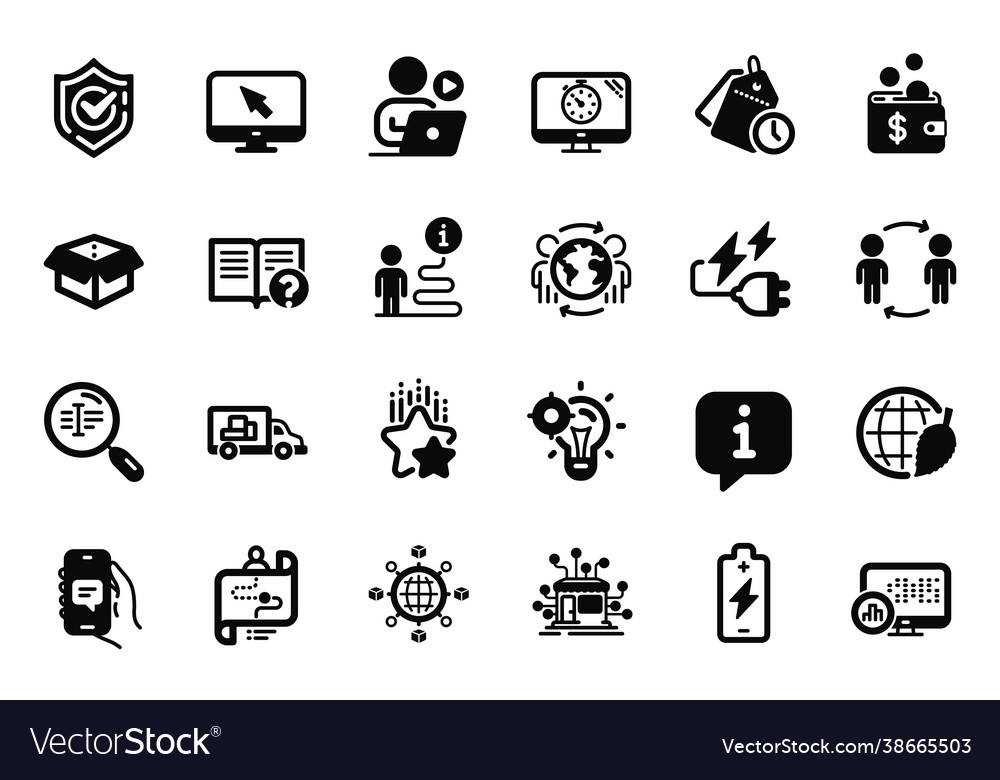 Set technology icons related to battery