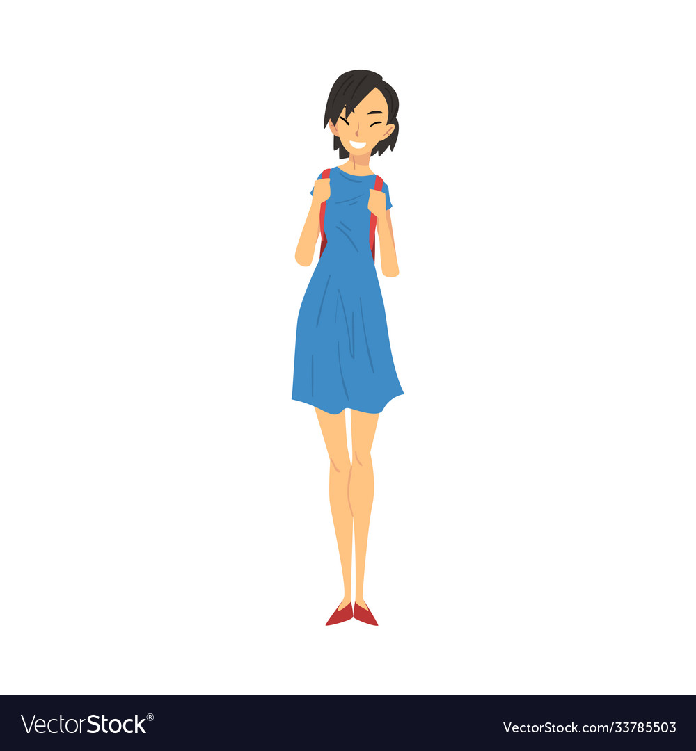 Smiling Girl In Casual Clothes Standing With Vector Image