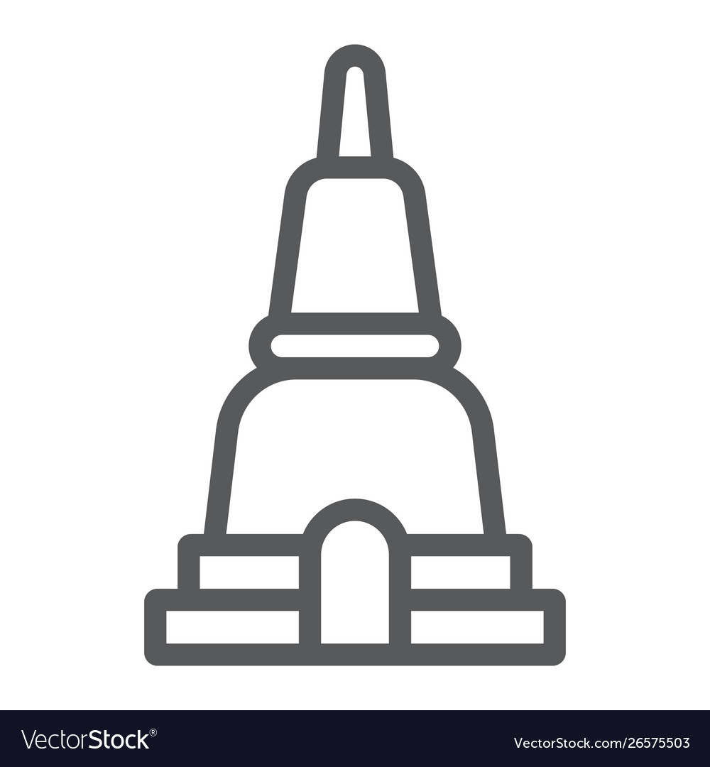 Thai pagoda line icon asia and architecture