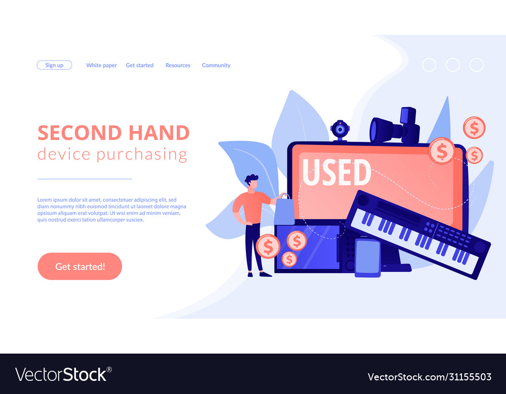 Gebrauchte elektronische Handelskonzept Landing Page
