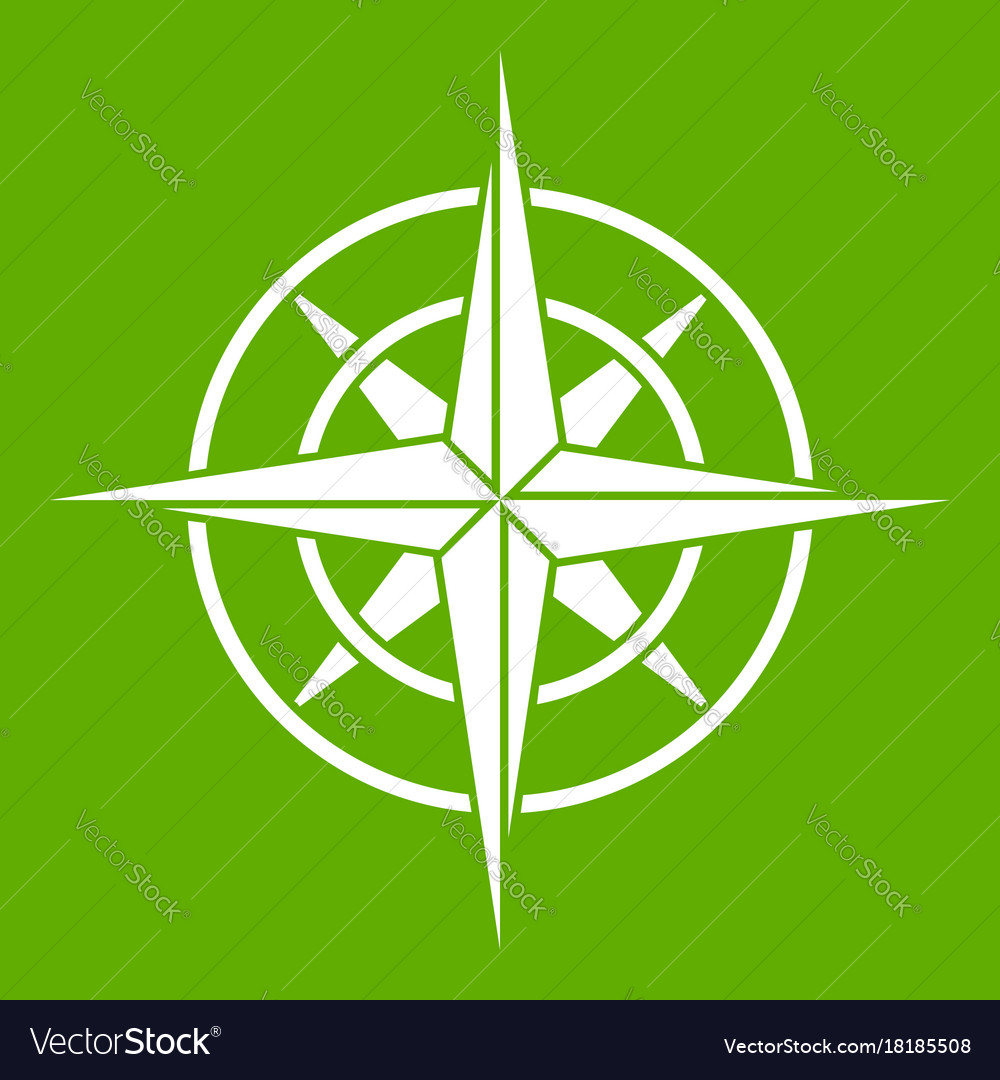 Ancient compass icon green Royalty Free Vector Image