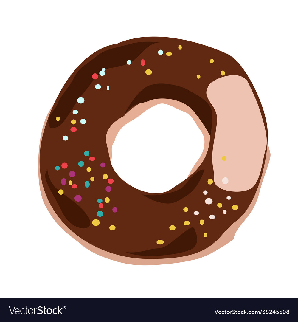 Chocolate donut with glaze and colored sprinkles Vector Image