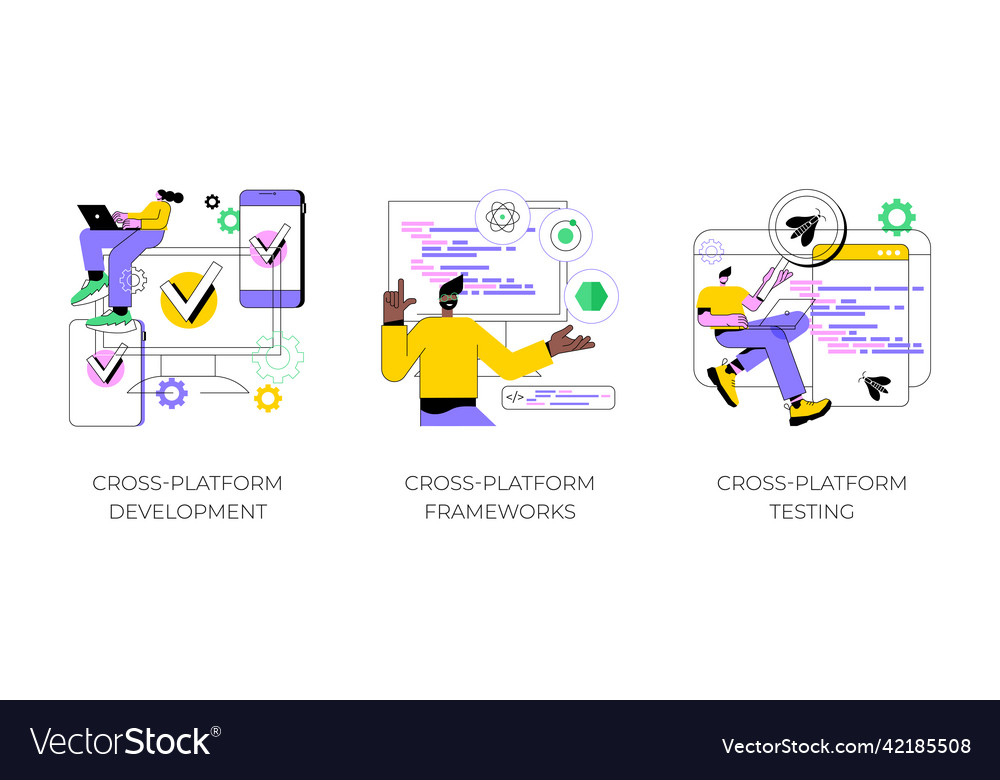 Cross-platform operating system abstract concept vector image Cross-platform operating system abstract concept
