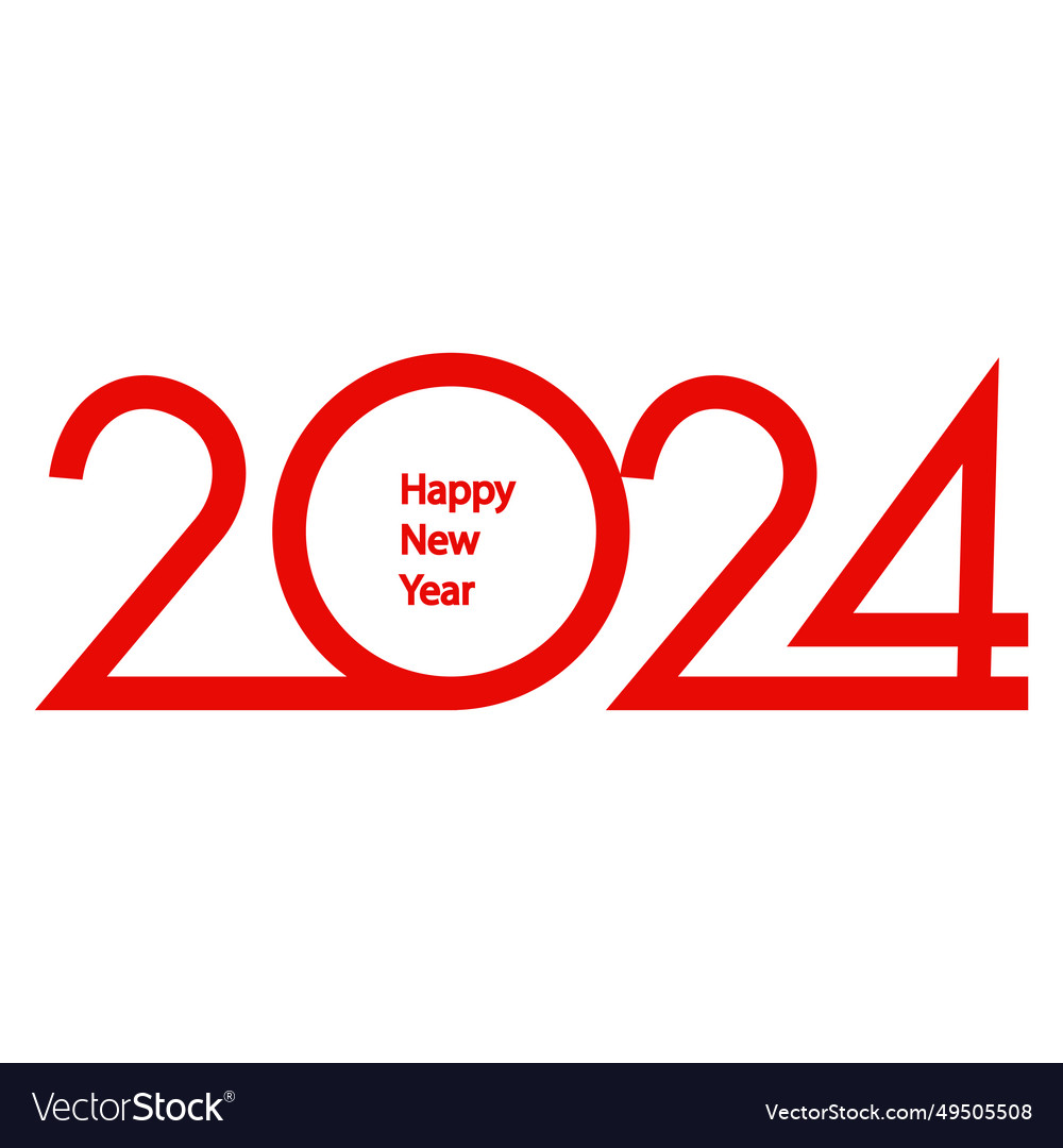 Happy new year 2024 flat icon colorful logo Vector Image