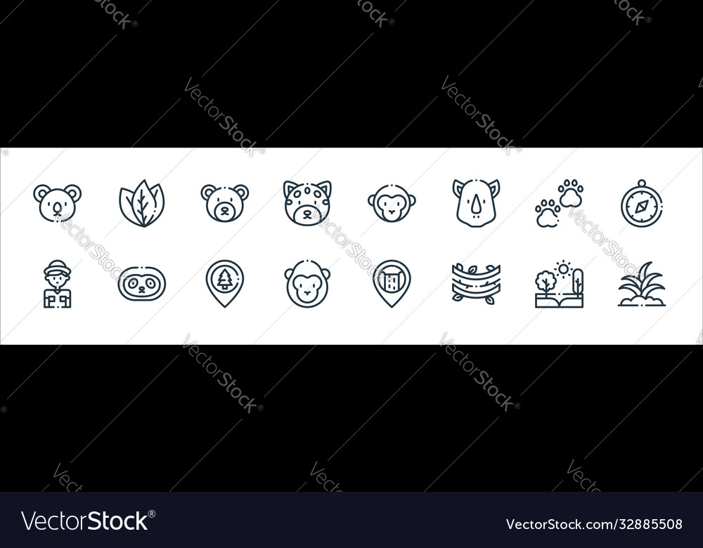 Jungle line icons linear set quality