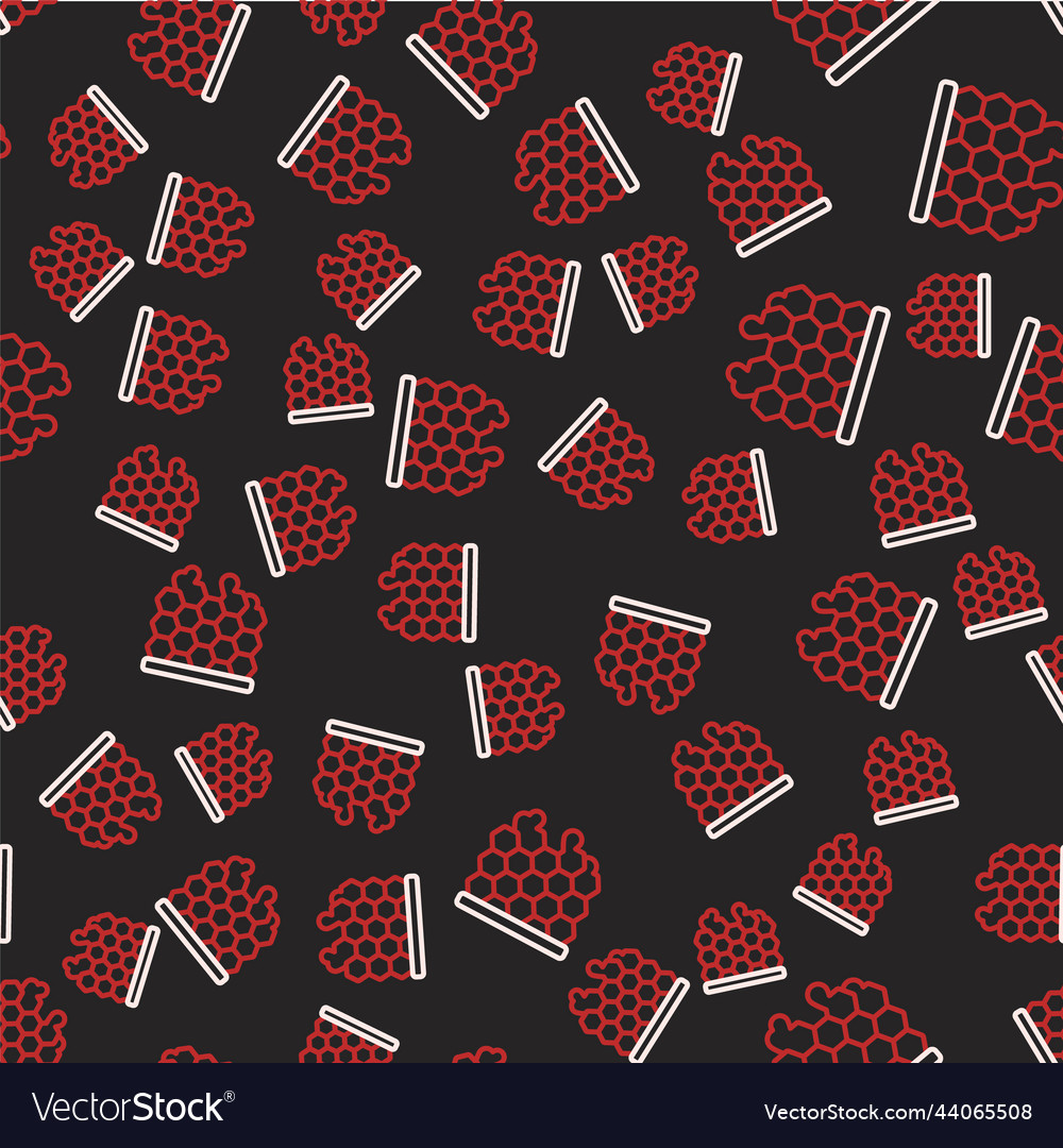 Line honeycomb icon isolated seamless pattern vector image Line honeycomb icon isolated seamless pattern