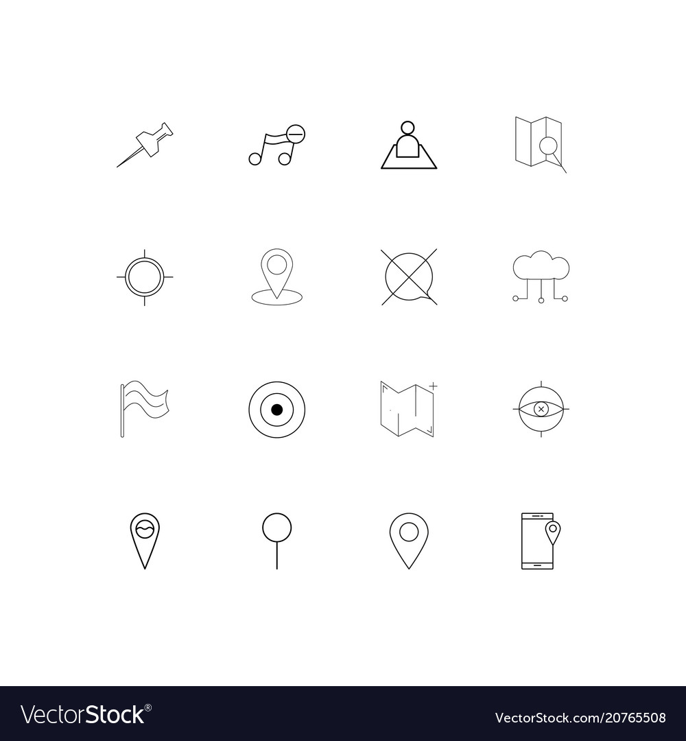 Maps and navigation linear thin icons set