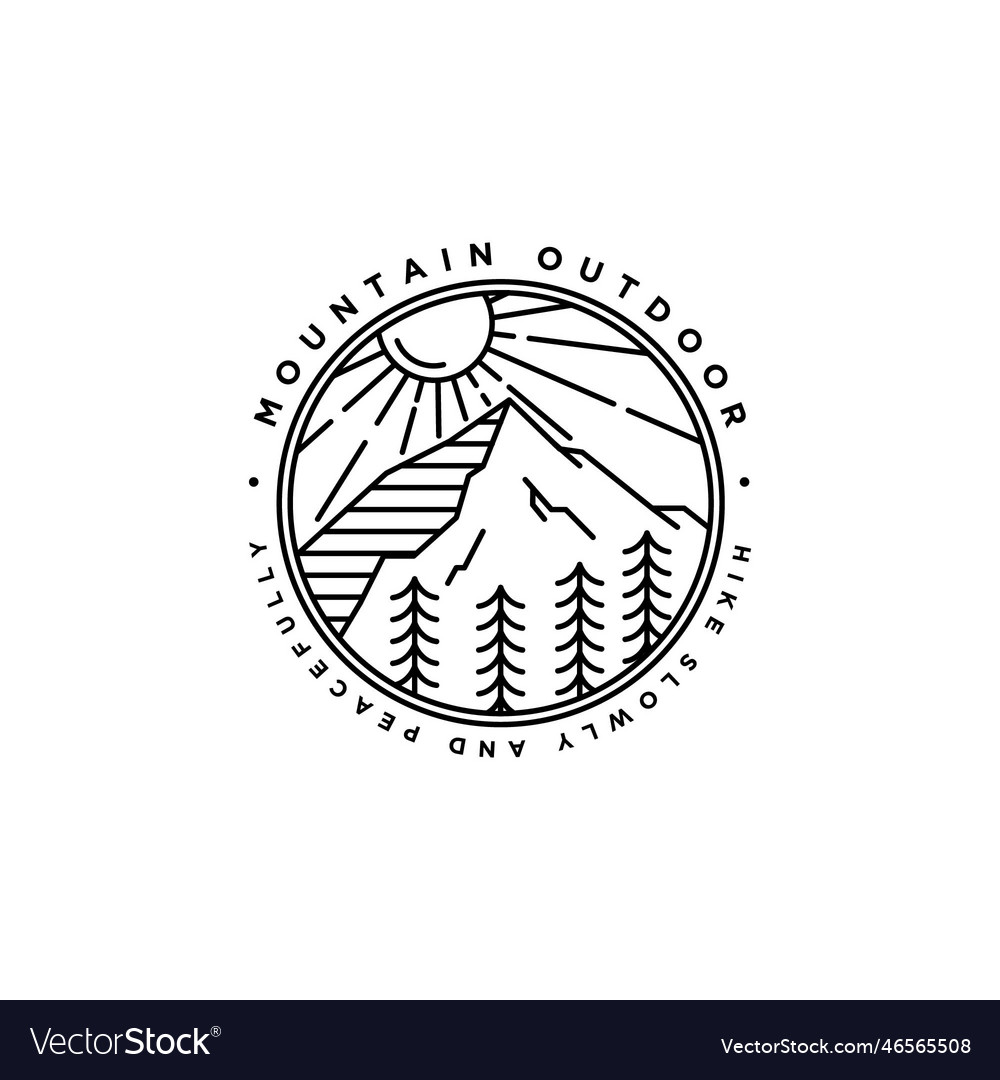 Mountain and mono line logo icon Royalty Free Vector Image