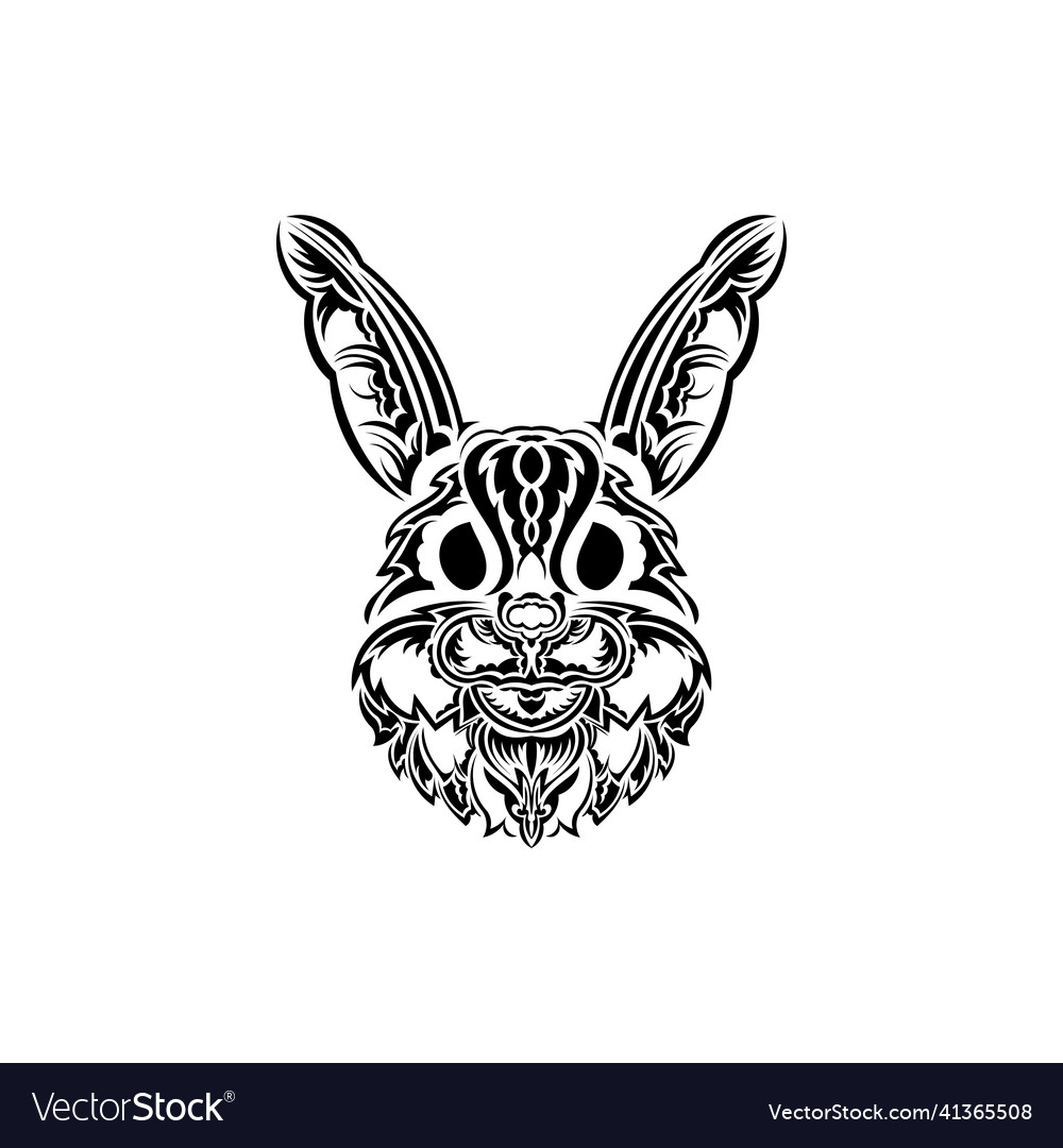 Rabbit head in polynesian style isolated symbol vector image Rabbit head in polynesian style isolated symbol