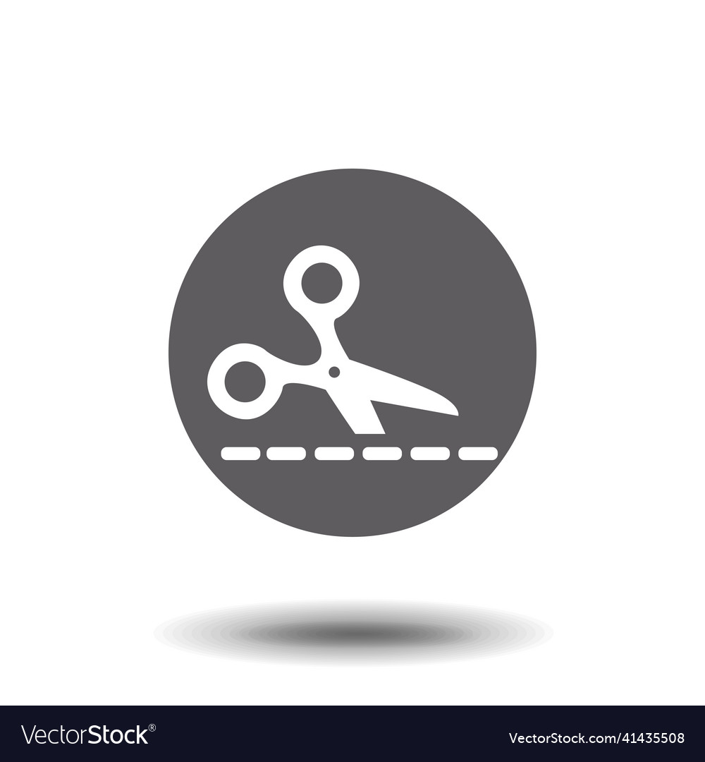 Scissors with cut lines isolated on white vector image Scissors with cut lines isolated on white