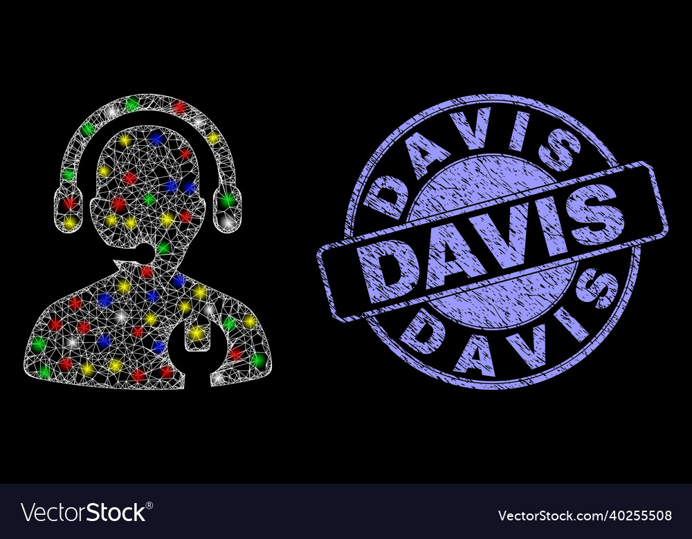 Scratched davis stamp and illuminated net call vector image Scratched davis stamp and illuminated net call