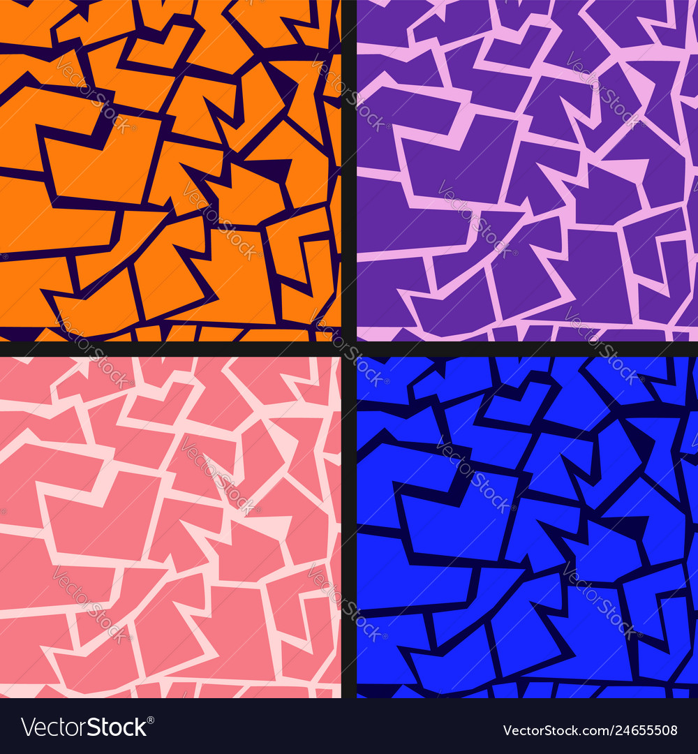 Seamless abstract geometric crack pattern set Vector Image