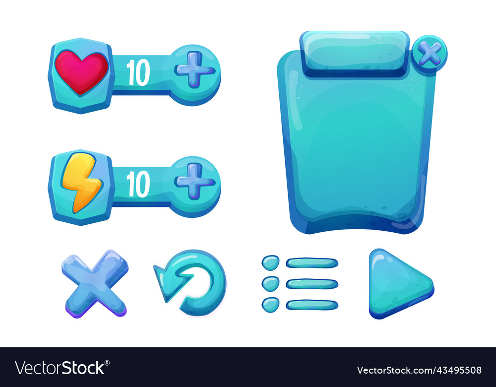 Set jelly fantasy interface template game menu vector image Set jelly fantasy interface template game menu