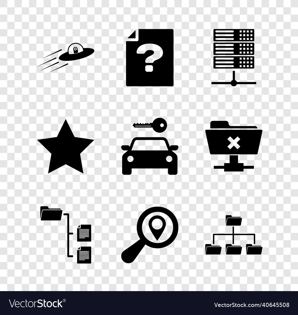 Set ufo flying spaceship and alien unknown