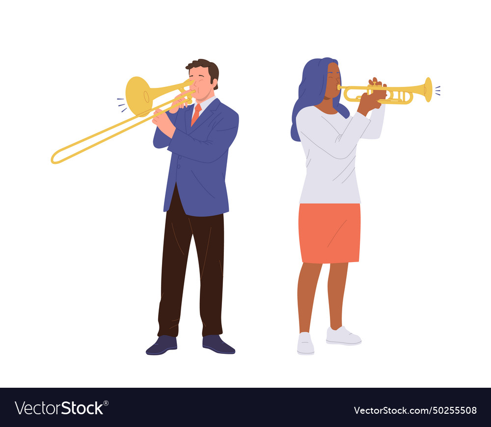 Talented man and woman musicians cartoon vector image Talented man and woman musicians cartoon