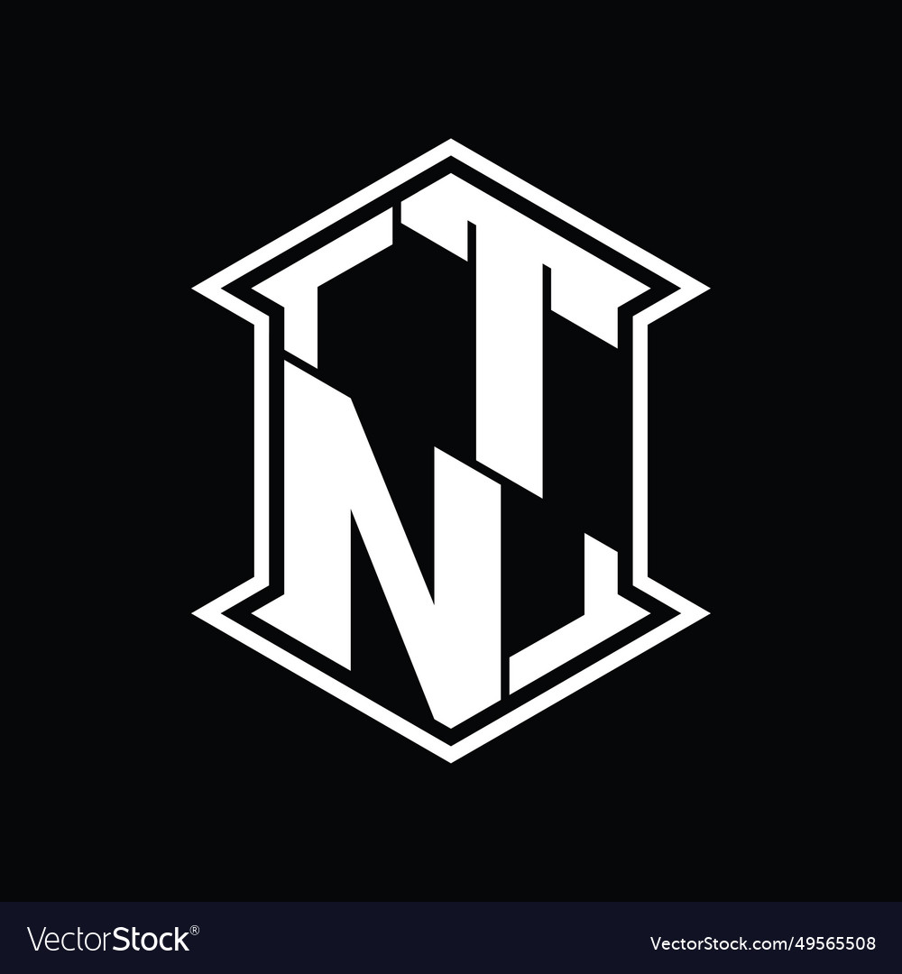 Tn logo monogram hexagon shield shape up and down