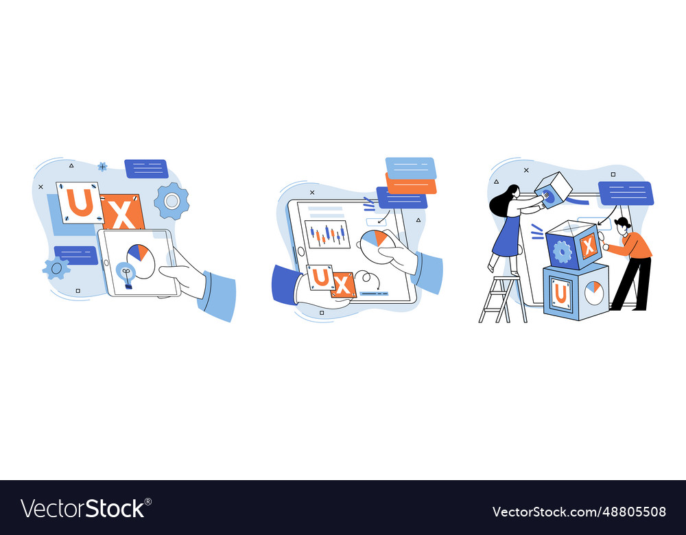 Ux design metaphor designing software endeavor vector image Ux design metaphor designing software endeavor