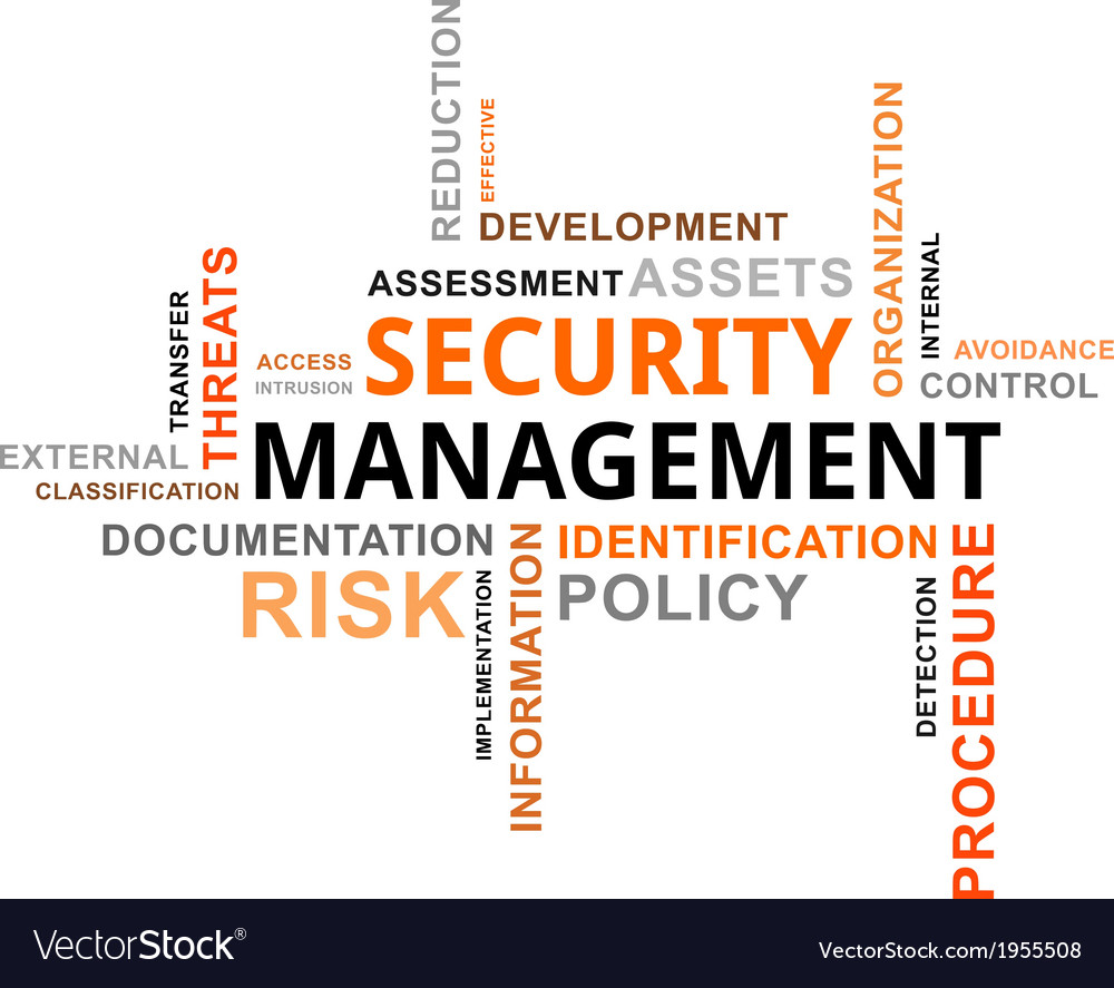 Word cloud security management Royalty Free Vector Image