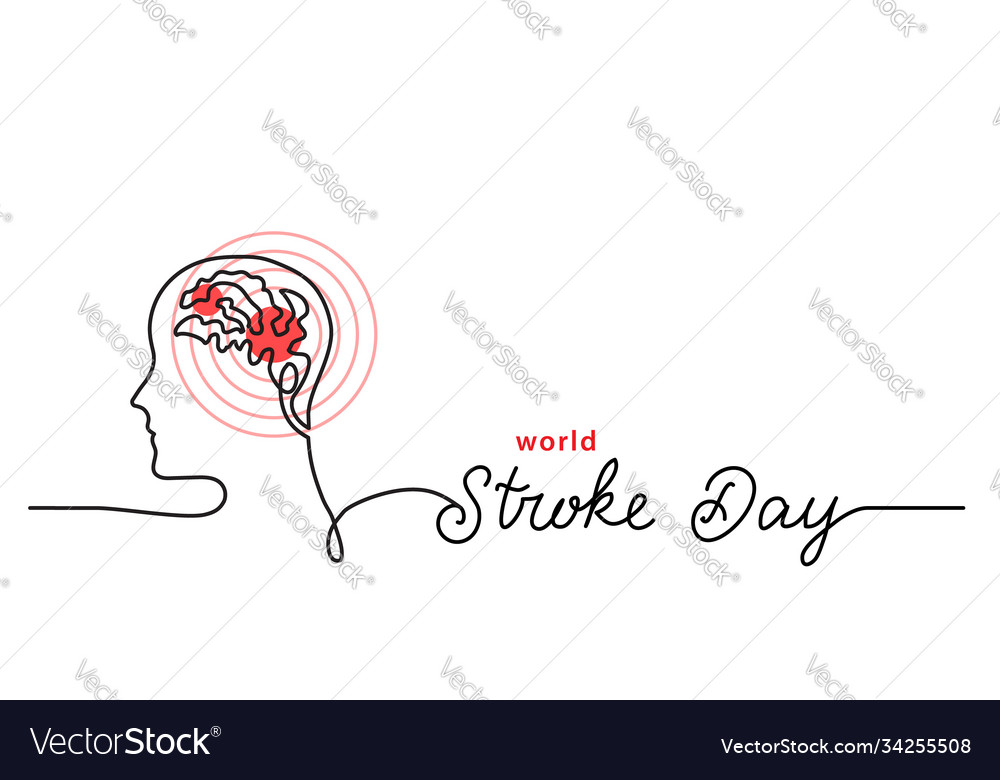 World stroke day simple line border web banner vector image World stroke day simple line border web banner