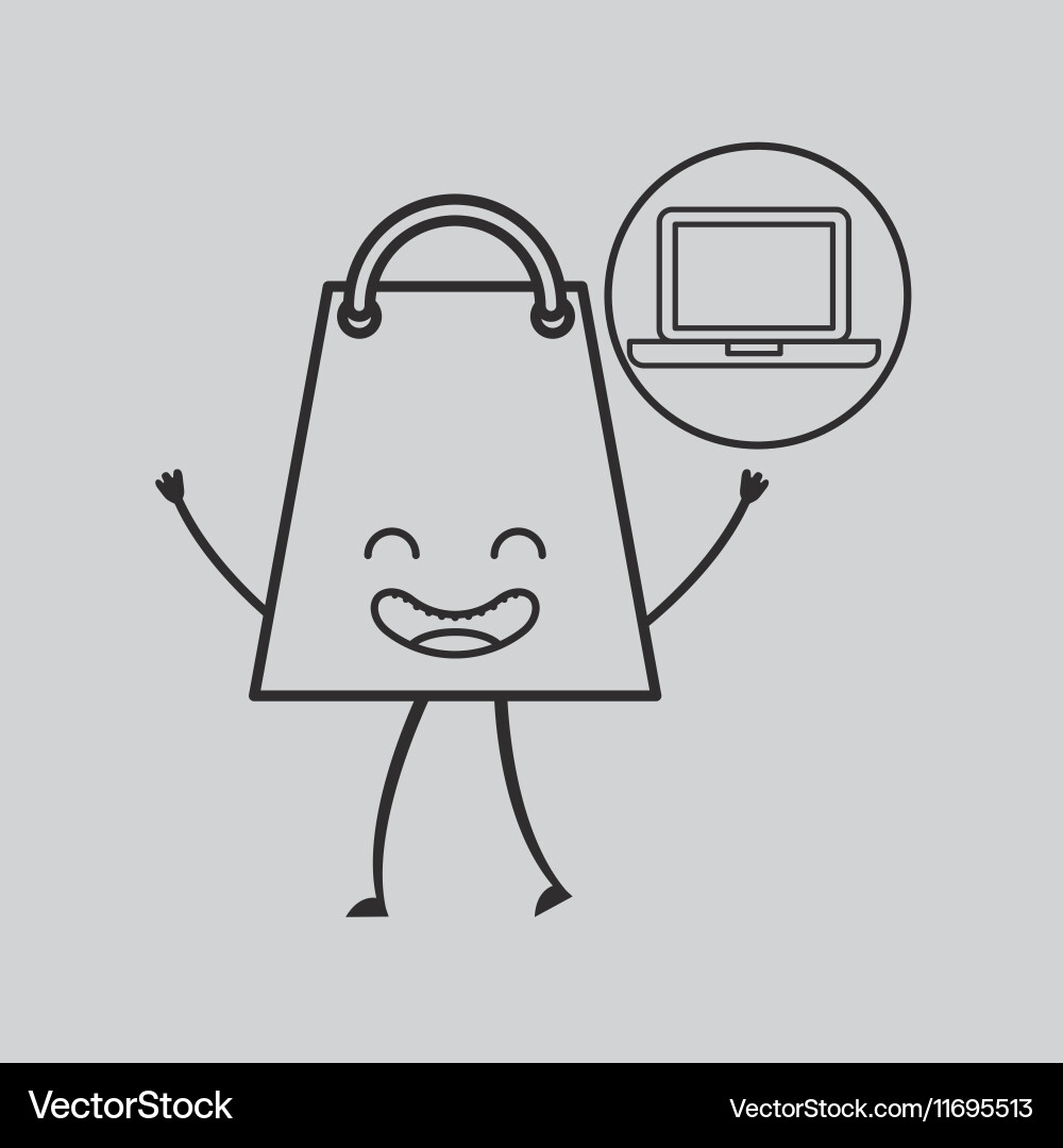 Bag shopping concept laptop commerce design Vector Image
