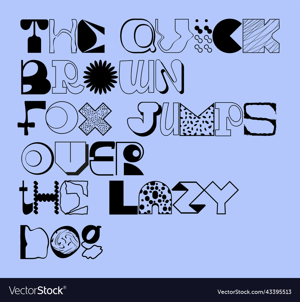 Big set of random letter figures english alphabet Vector Image