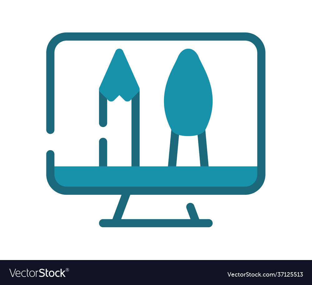 Digital design computer single isolated icon vector image Digital design computer single isolated icon