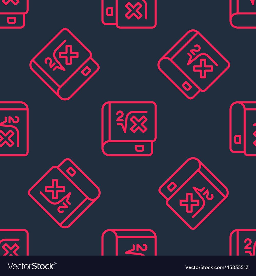 Red line book with word mathematics icon isolated