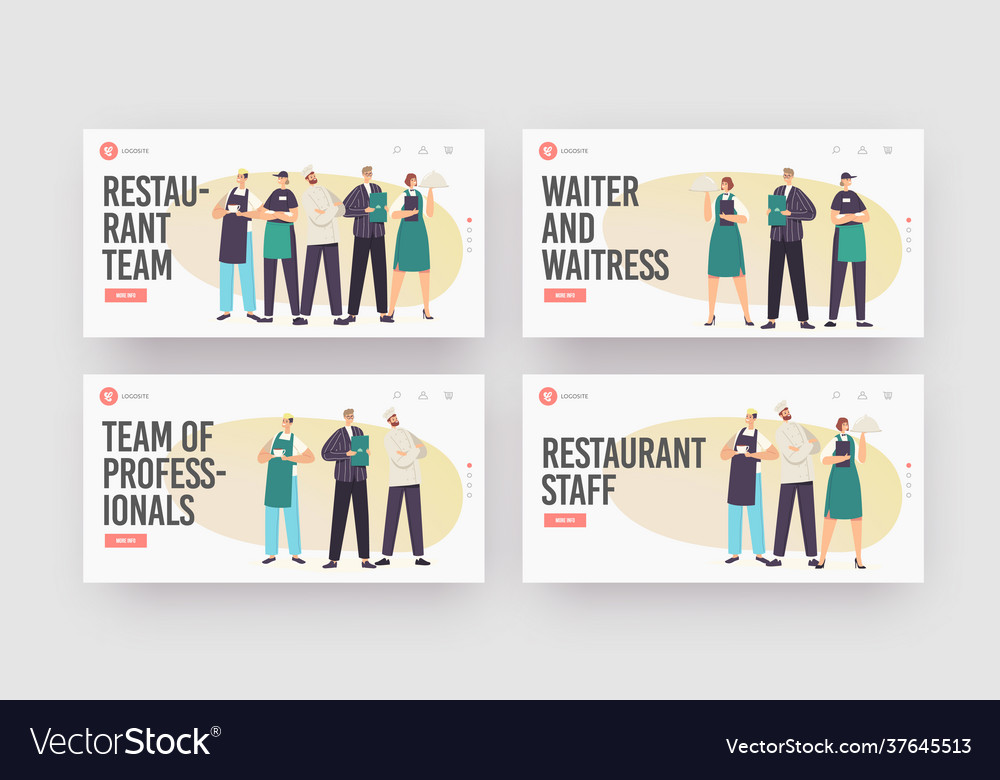 Restaurant team landing page template set