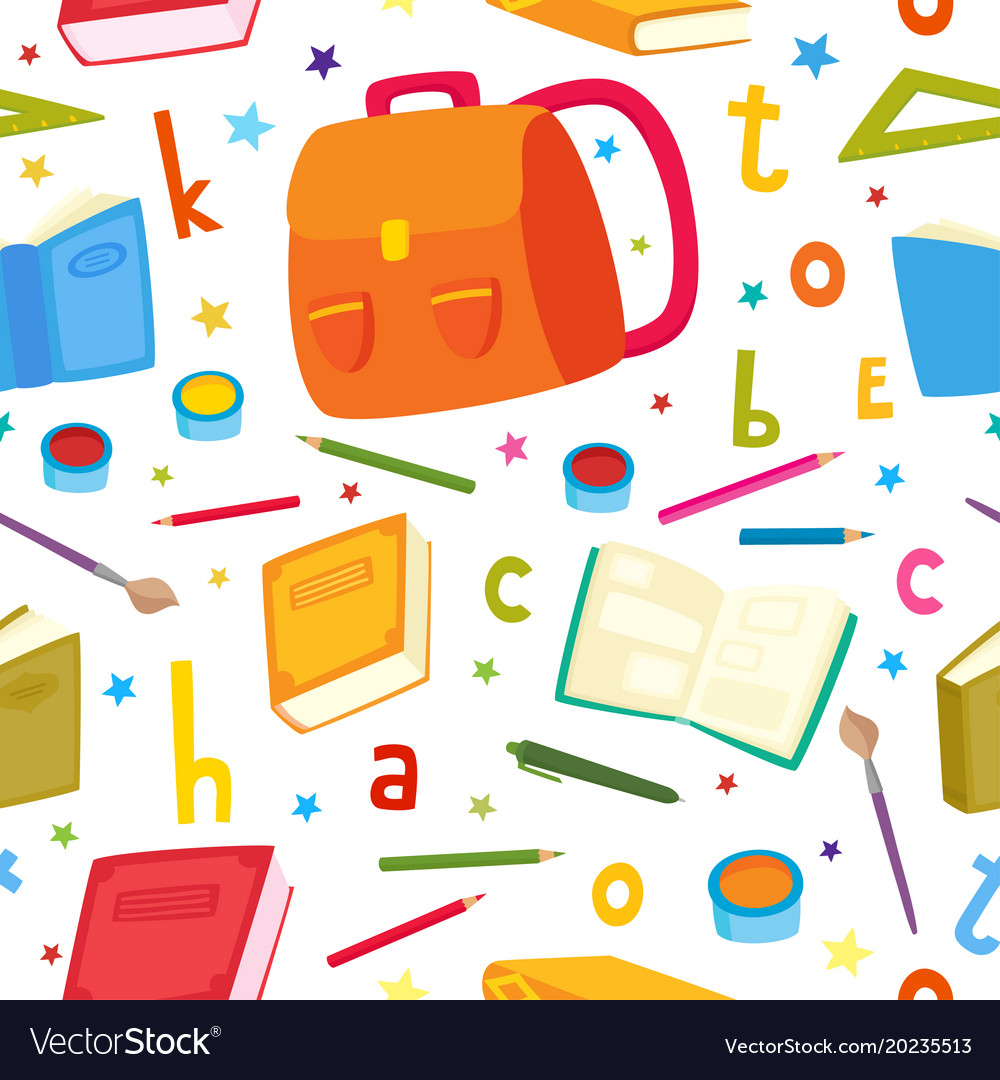 Seamless pattern with school elements