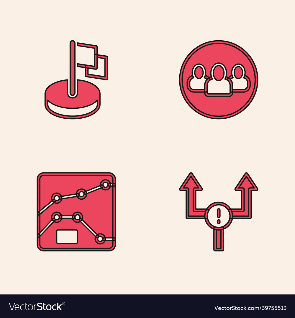 Set arrow flag project team base and graph vector image Set arrow flag project team base and graph