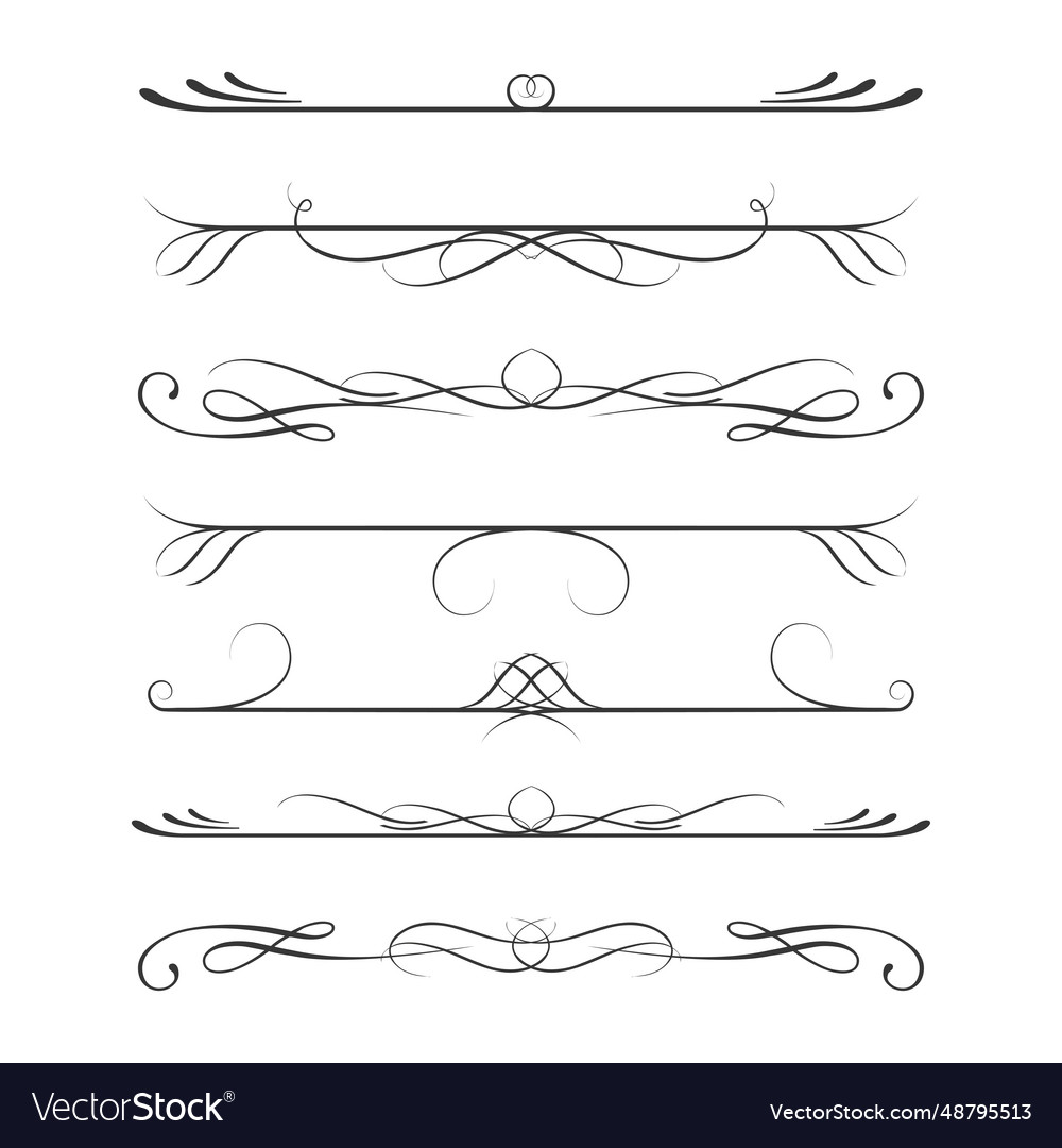 Set of calligraphic design elements- dividersthin