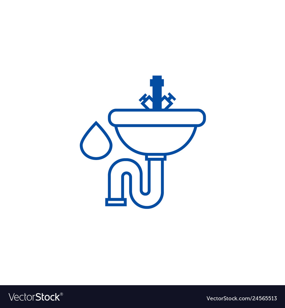 Sink line icon concept flat symbol