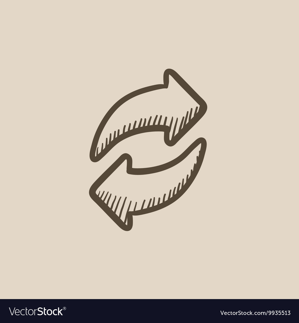 Two circular arrows sketch icon