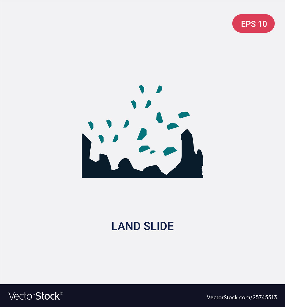 Two color land slide icon from maps and flags