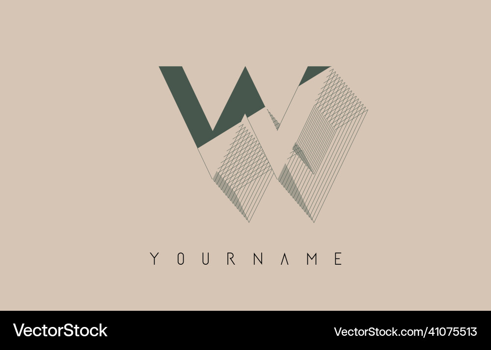 Wireframe w letter logo design in two colors Vector Image