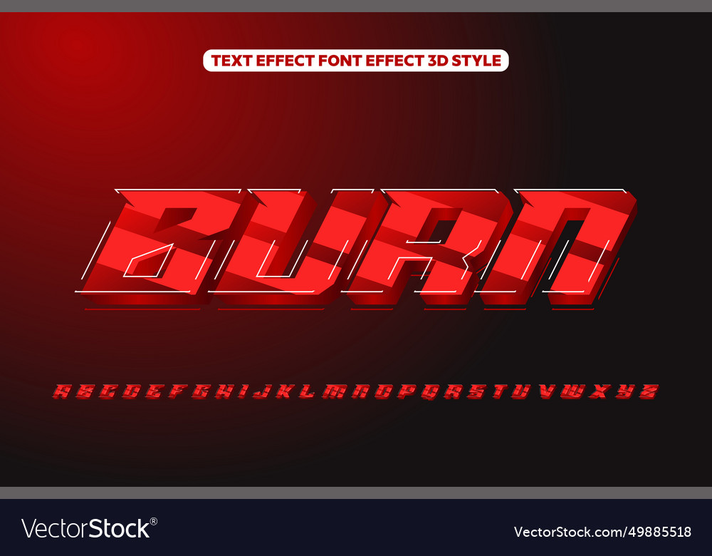 3d text font effect burn vector image 3d text font effect burn