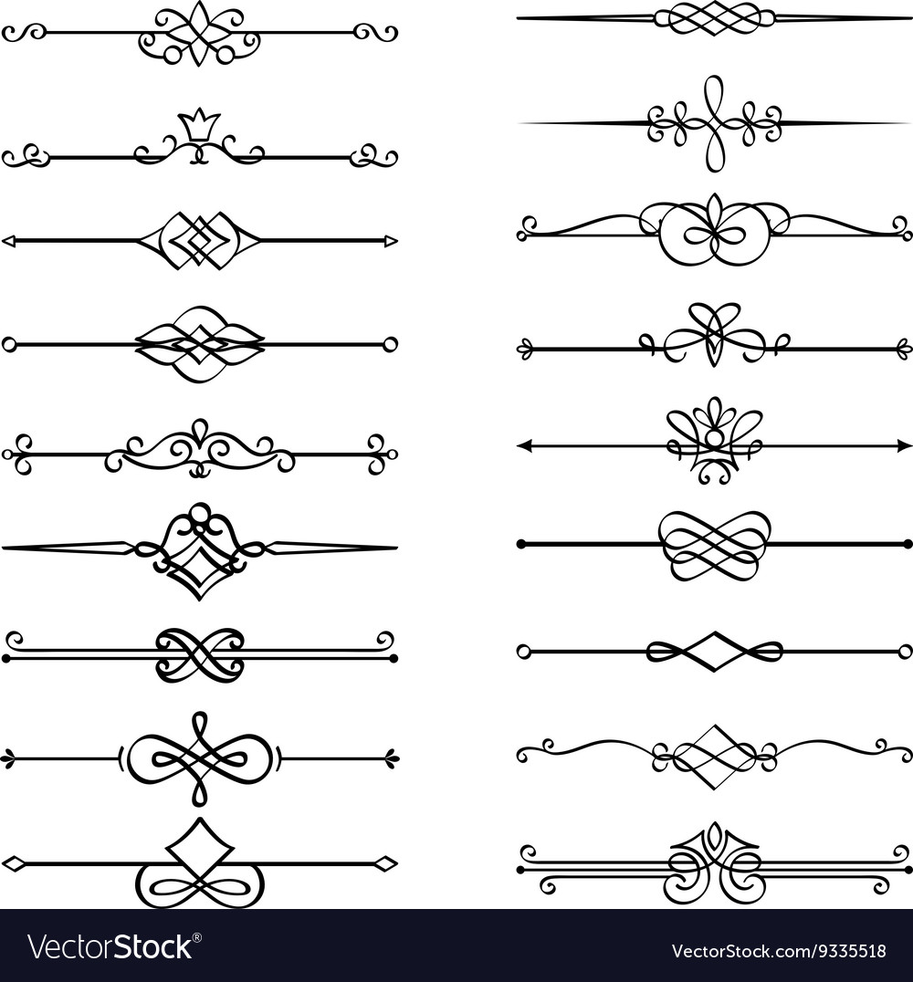 Calligraphic page dividers Royalty Free Vector Image