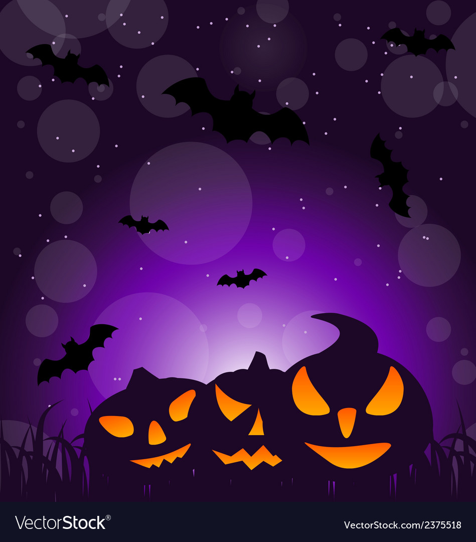 Halloween ominous pumpkins on moonlight background